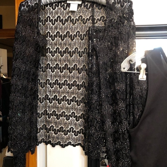 Gantos size large black & silver metallic stretch lace 3PC skirt set - Picture 4 of 12